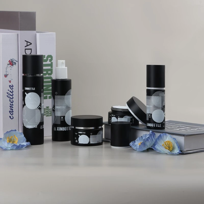Sinbottle Straight Cylindrical Glass Skincare Set Bottle Customized Cosmetic Glass Packaging factory